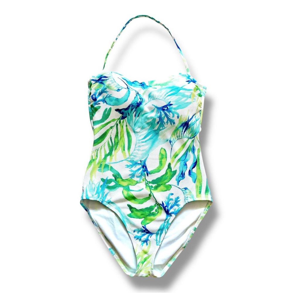 Tommy Bahama Island Cays Sea Fronds Bandeau One Piece Swim Suit Size 8
